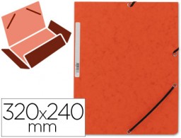 Carpeta de gomas Q-Connect A4 3 solapas cartón naranja